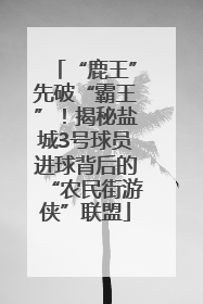 “鹿王”先破“霸王”！揭秘盐城3号球员进球背后的“农民街游侠”联盟