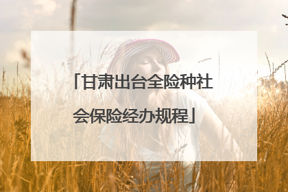 甘肃出台全险种社会保险经办规程