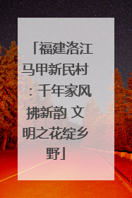 福建洛江马甲新民村：千年家风拂新韵 文明之花绽乡野