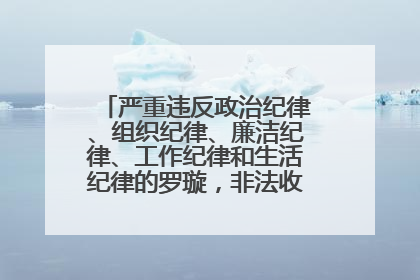 严重违反政治纪律、组织纪律、廉洁纪律、工作纪律和生活纪律的罗璇，非法收受他人巨额财物