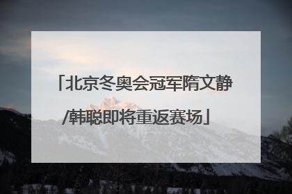 北京冬奥会冠军隋文静/韩聪即将重返赛场