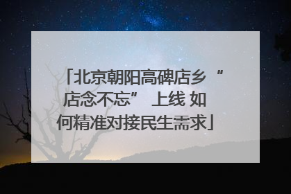 北京朝阳高碑店乡“店念不忘” 上线 如何精准对接民生需求