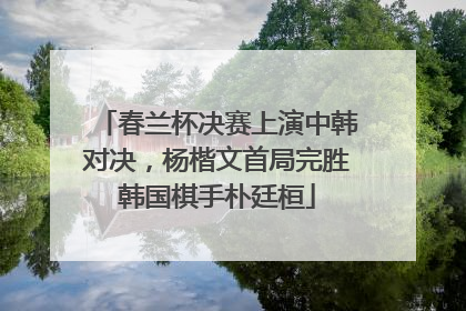 春兰杯决赛上演中韩对决，杨楷文首局完胜韩国棋手朴廷桓