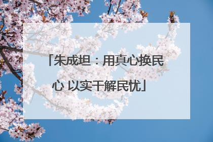 朱成坦：用真心换民心 以实干解民忧