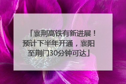 襄荆高铁有新进展！预计下半年开通，襄阳至荆门30分钟可达