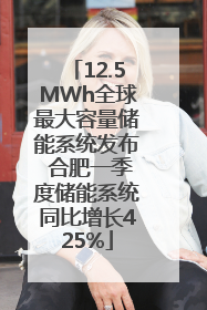 12.5MWh全球最大容量储能系统发布 合肥一季度储能系统同比增长425%